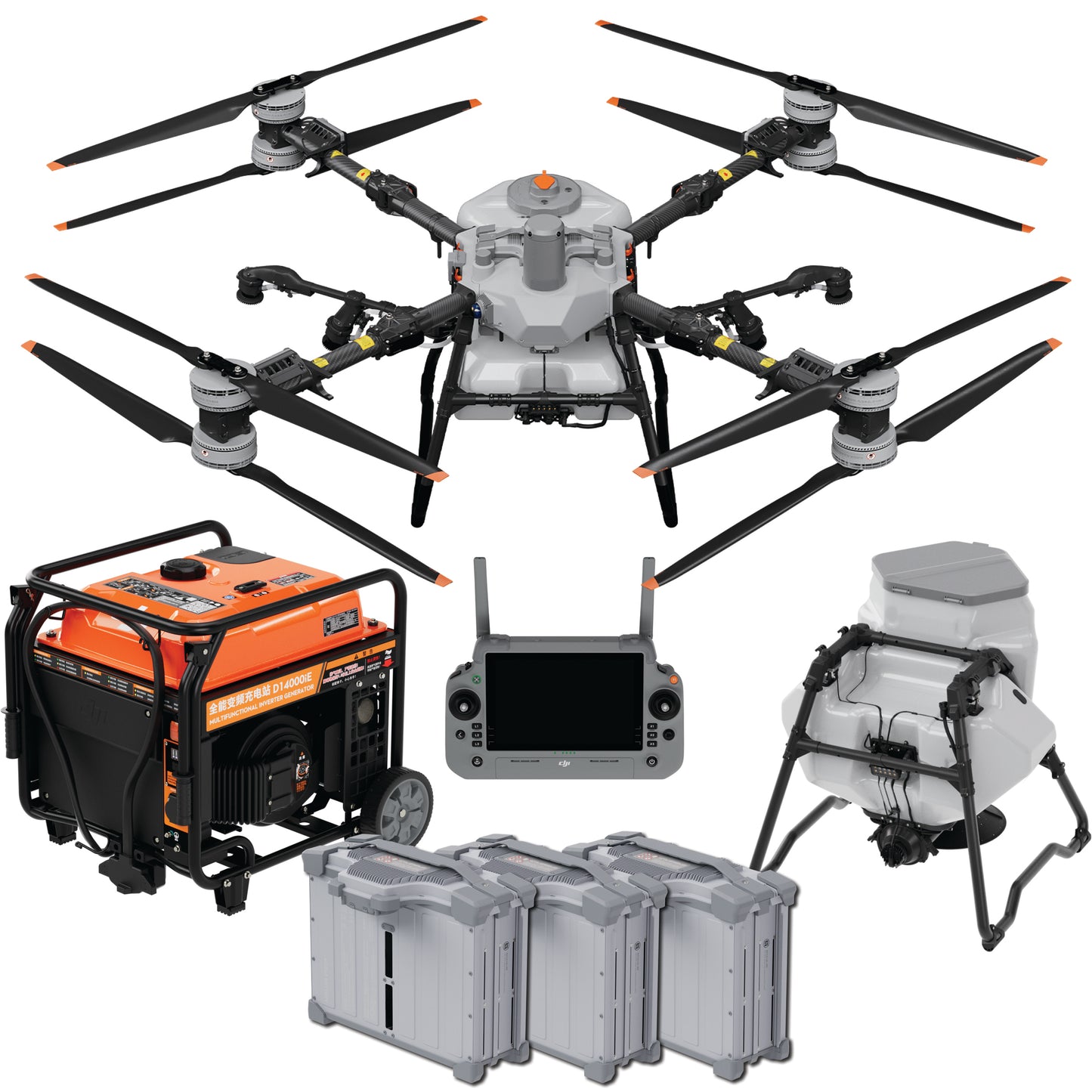 DJI Agras T100 + 3 x Batteries + Spreader + Generator
